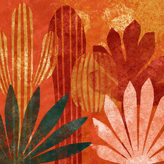 Xray Cacti Succulents Terracotta Clay Digital Paper Pack (DDD012347)