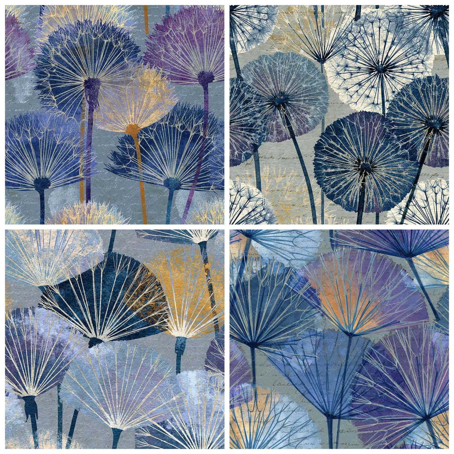 Xray Dandelion Clocks Pewter Lilac Digital Paper Pack (DDD012348)