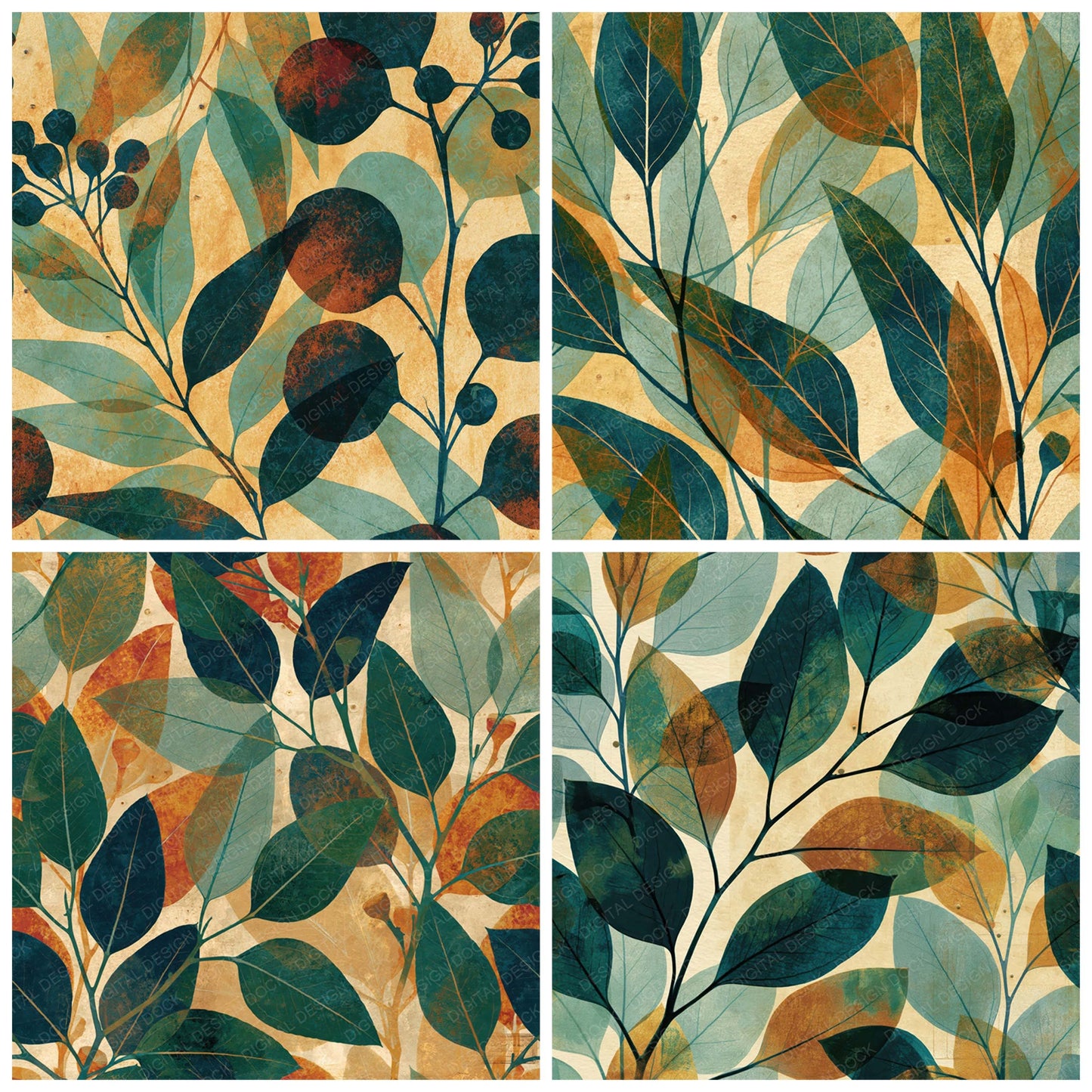 Xray Eucalyptus Sprigs Sage Oatmeal Digital Paper Pack (DDD012349)