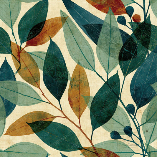 Xray Eucalyptus Sprigs Sage Oatmeal Digital Paper Pack (DDD012349)