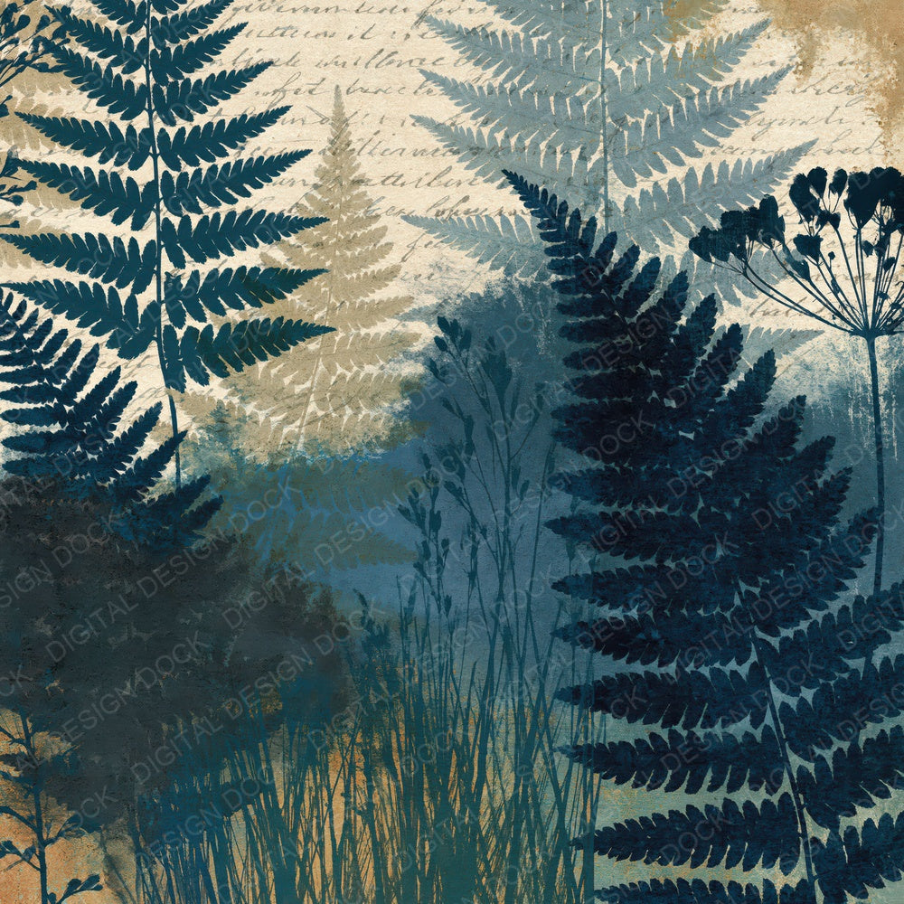 Xray Fern Grasses Indigo Bone Digital Paper Pack (DDD012350)