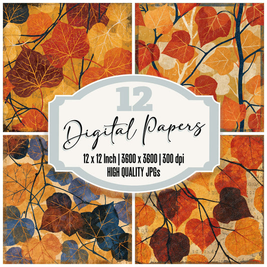 Xray Ivy Vines Ochre Rust Digital Paper Pack (DDD012353)