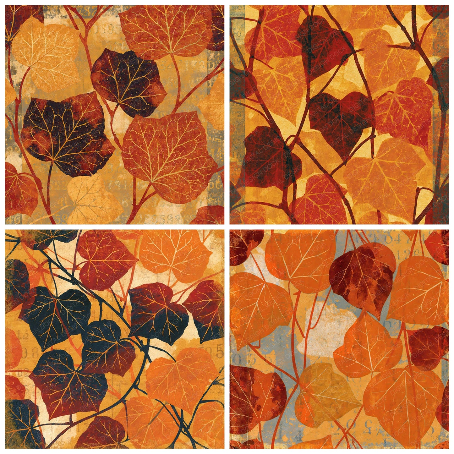 Xray Ivy Vines Ochre Rust Digital Paper Pack (DDD012353)