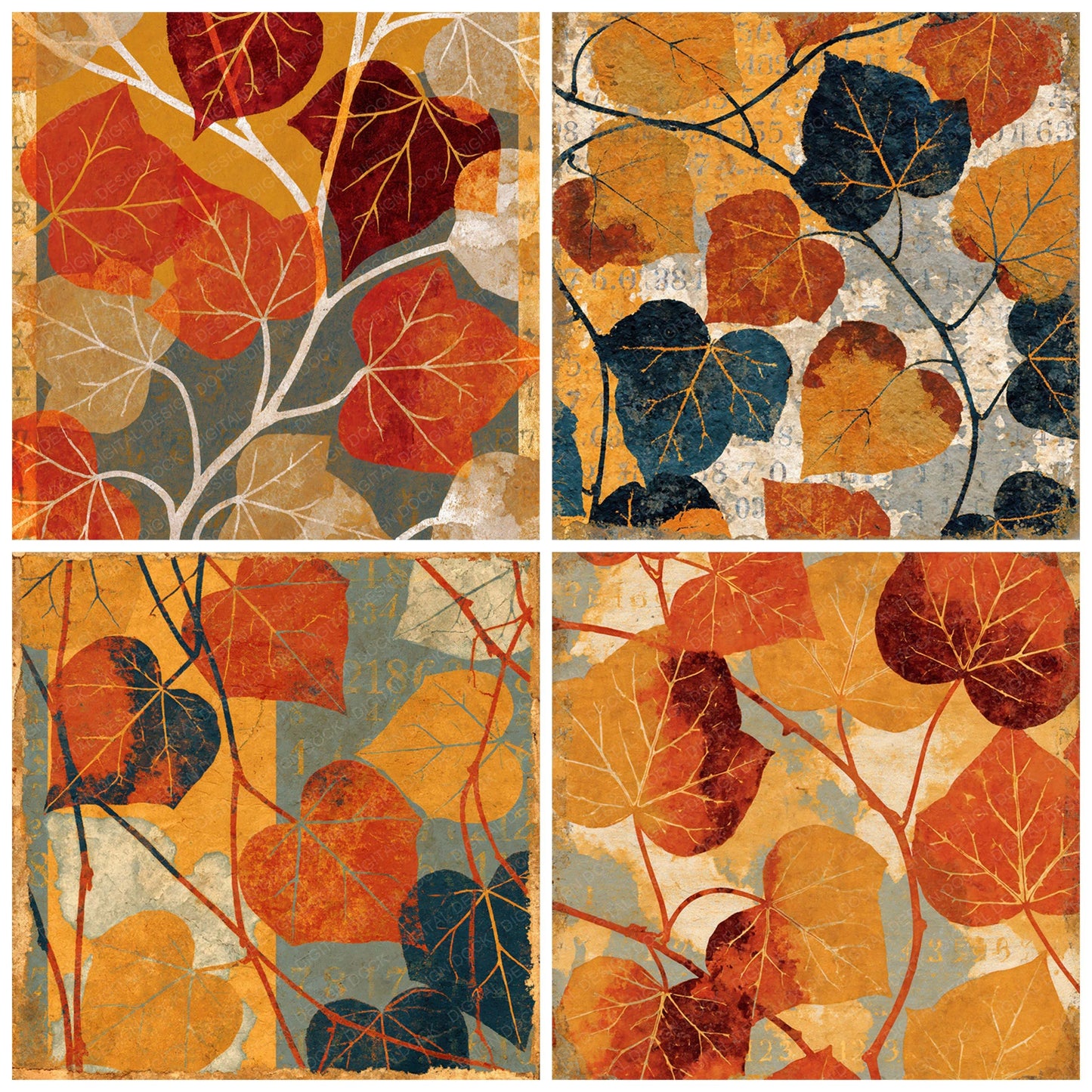 Xray Ivy Vines Ochre Rust Digital Paper Pack (DDD012353)