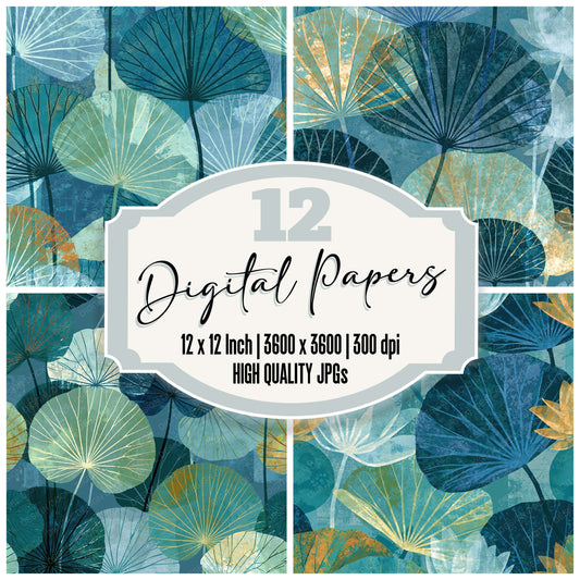 Xray Lotus Lily Seafoam Jade Digital Paper Pack (DDD012354)