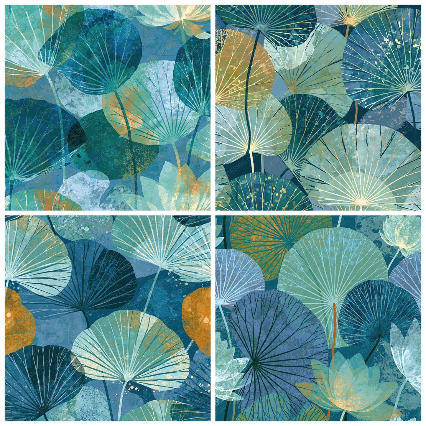 Xray Lotus Lily Seafoam Jade Digital Paper Pack (DDD012354)