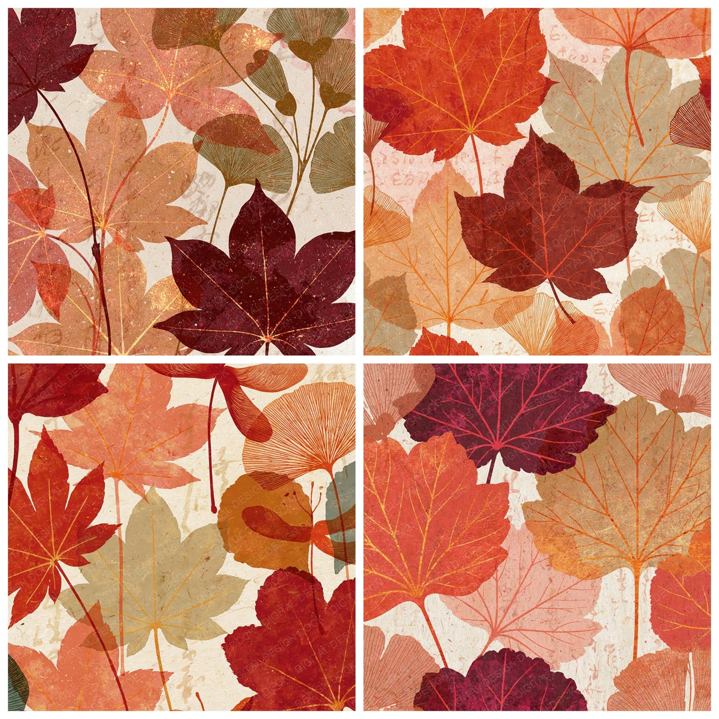 Xray Maple Leaves Rose Gold Blush Digital Paper Pack (DDD012355)