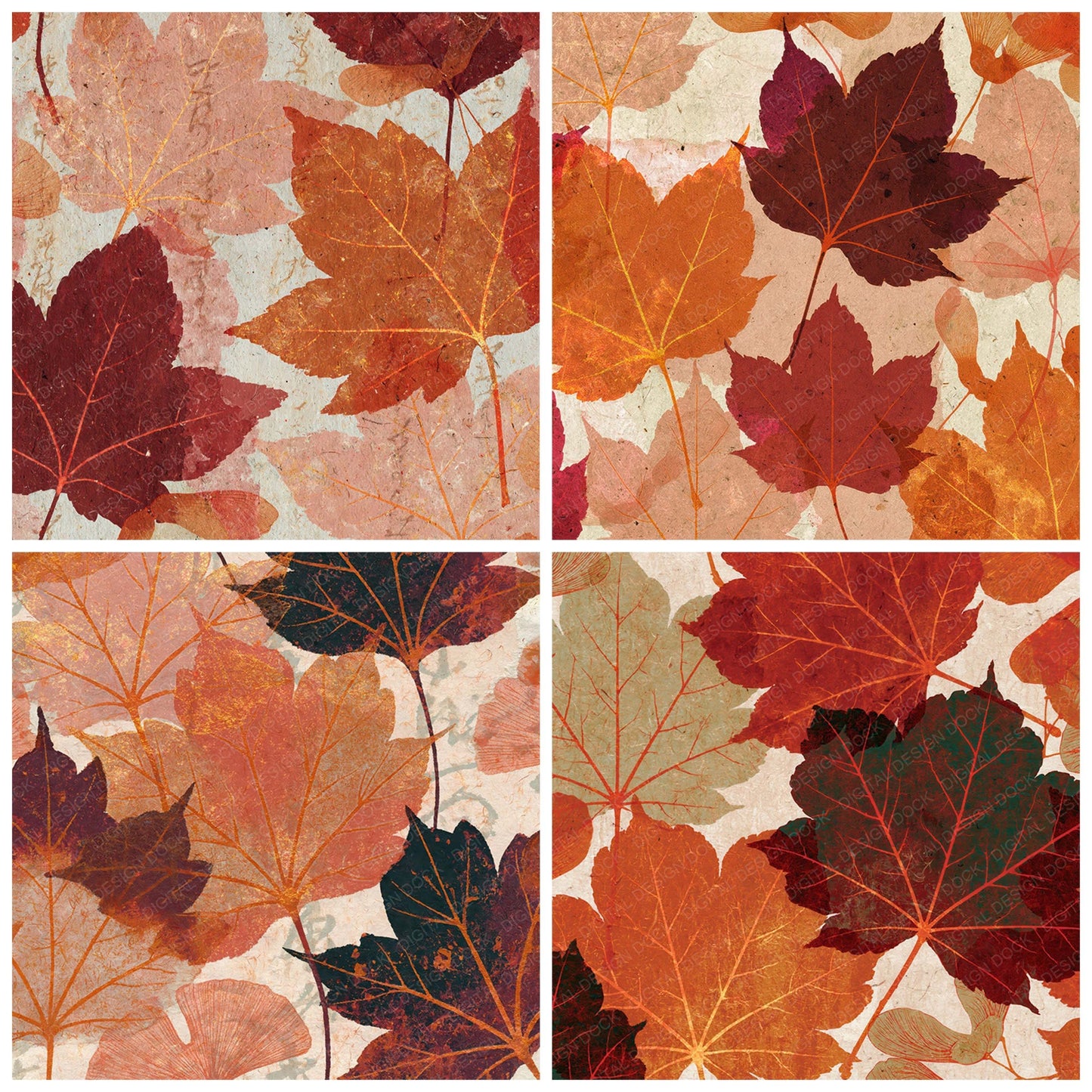 Xray Maple Leaves Rose Gold Blush Digital Paper Pack (DDD012355)