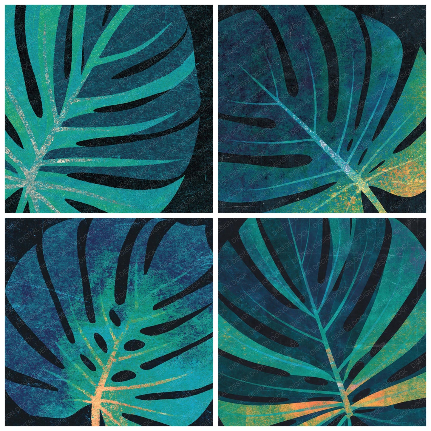 Xray Monstera Emerald Charcoal Digital Paper Pack (DDD012356)