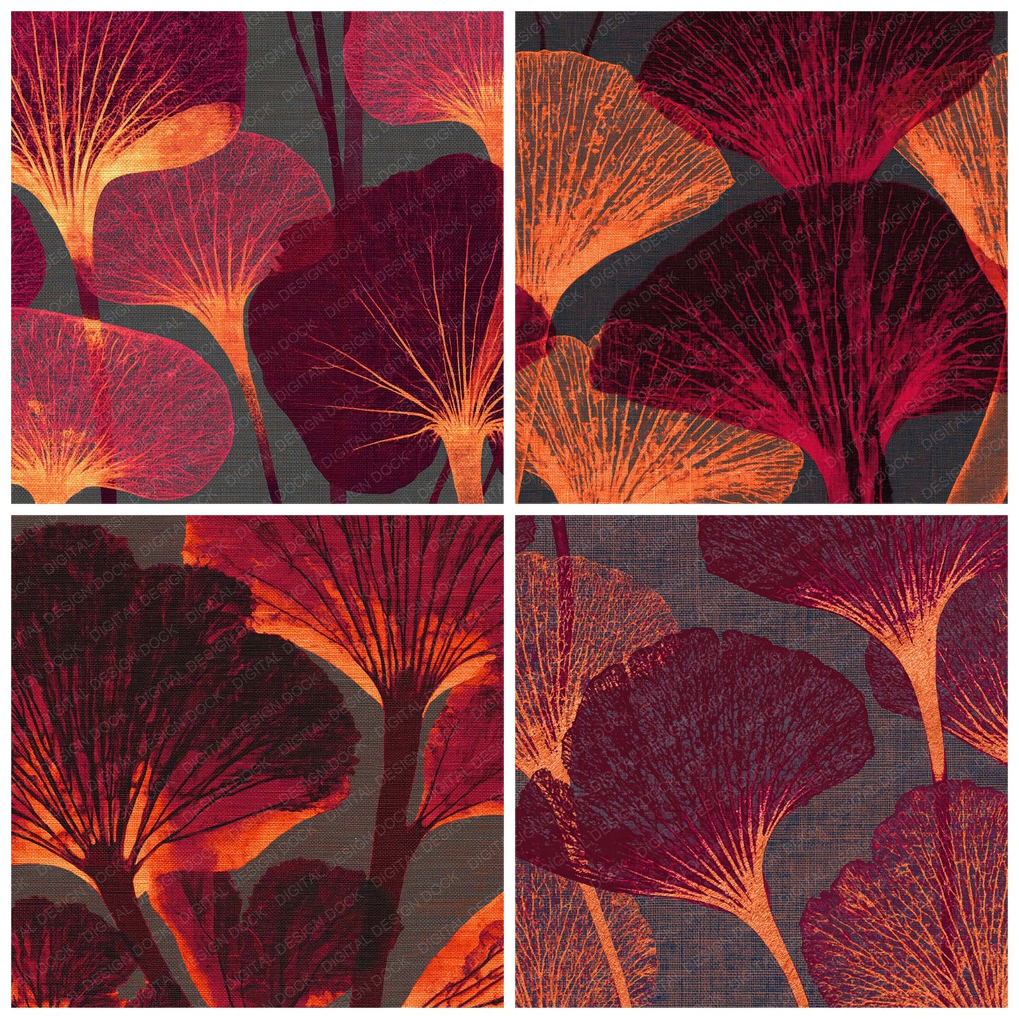 Xray Mushroom Gills Burgundy Taupe Digital Paper Pack (DDD012357)