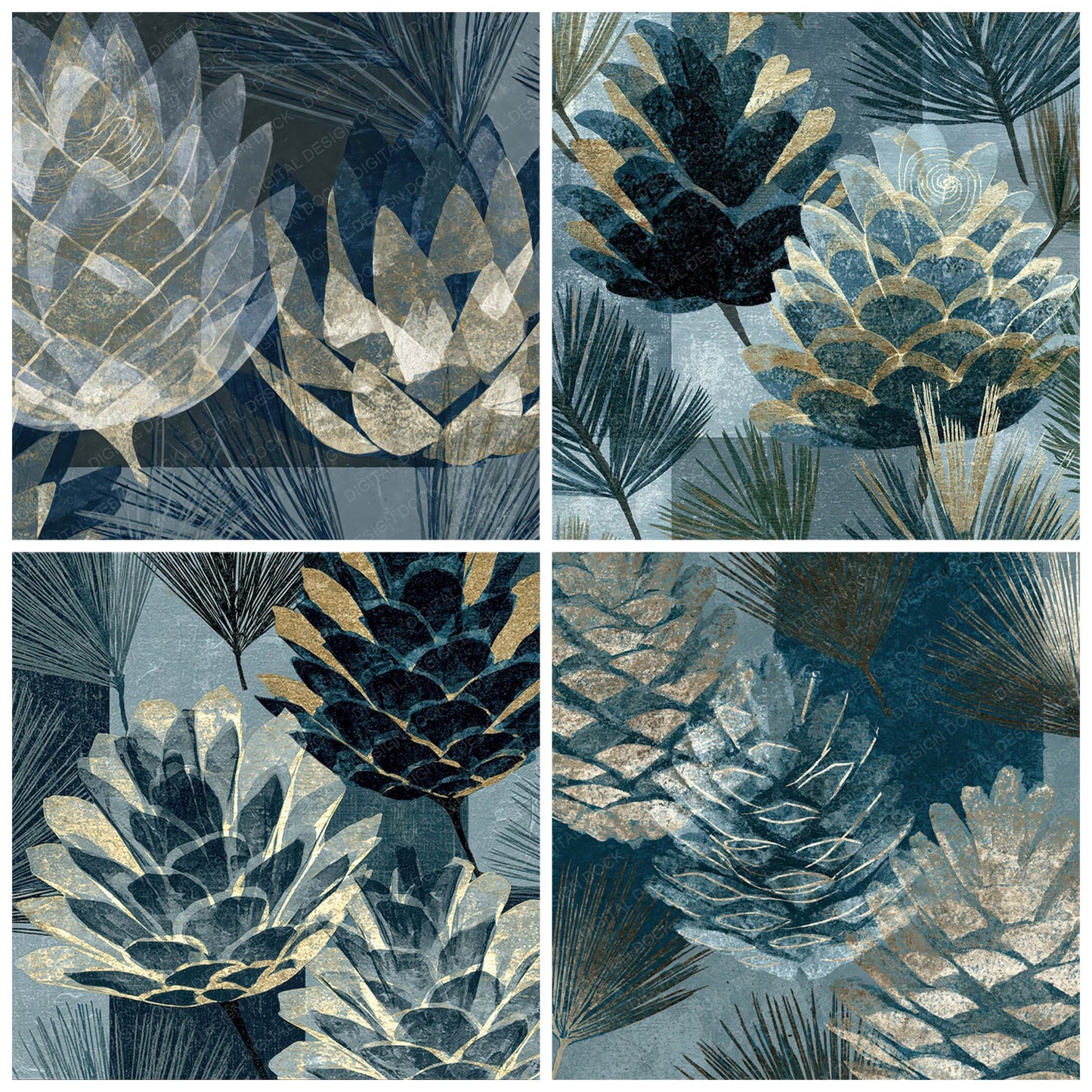 Xray Pine Cones Graphite Slate Digital Paper Pack (DDD012359)