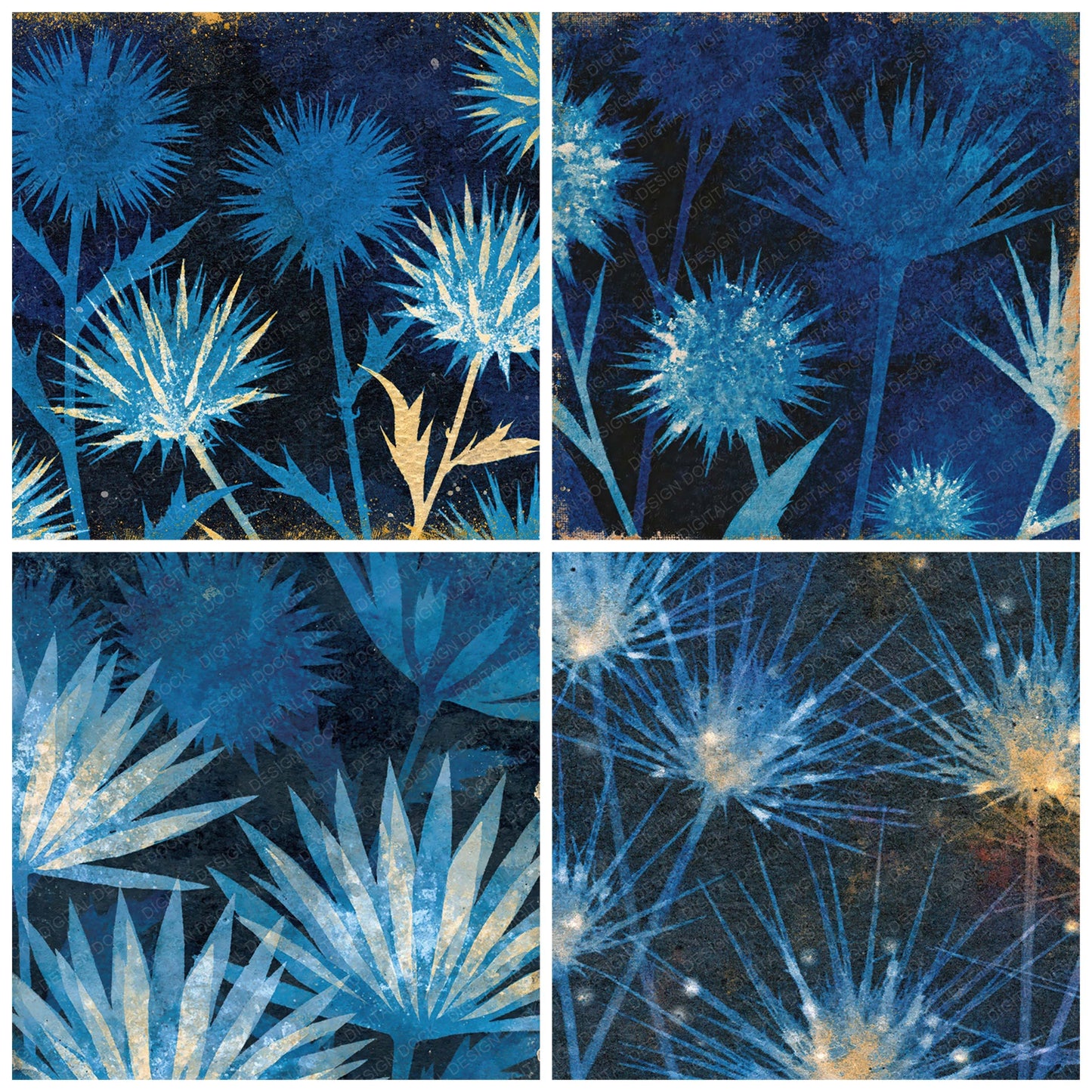 Xray Sea Holly Thistle Ice Platinum Digital Paper Pack (DDD012361)
