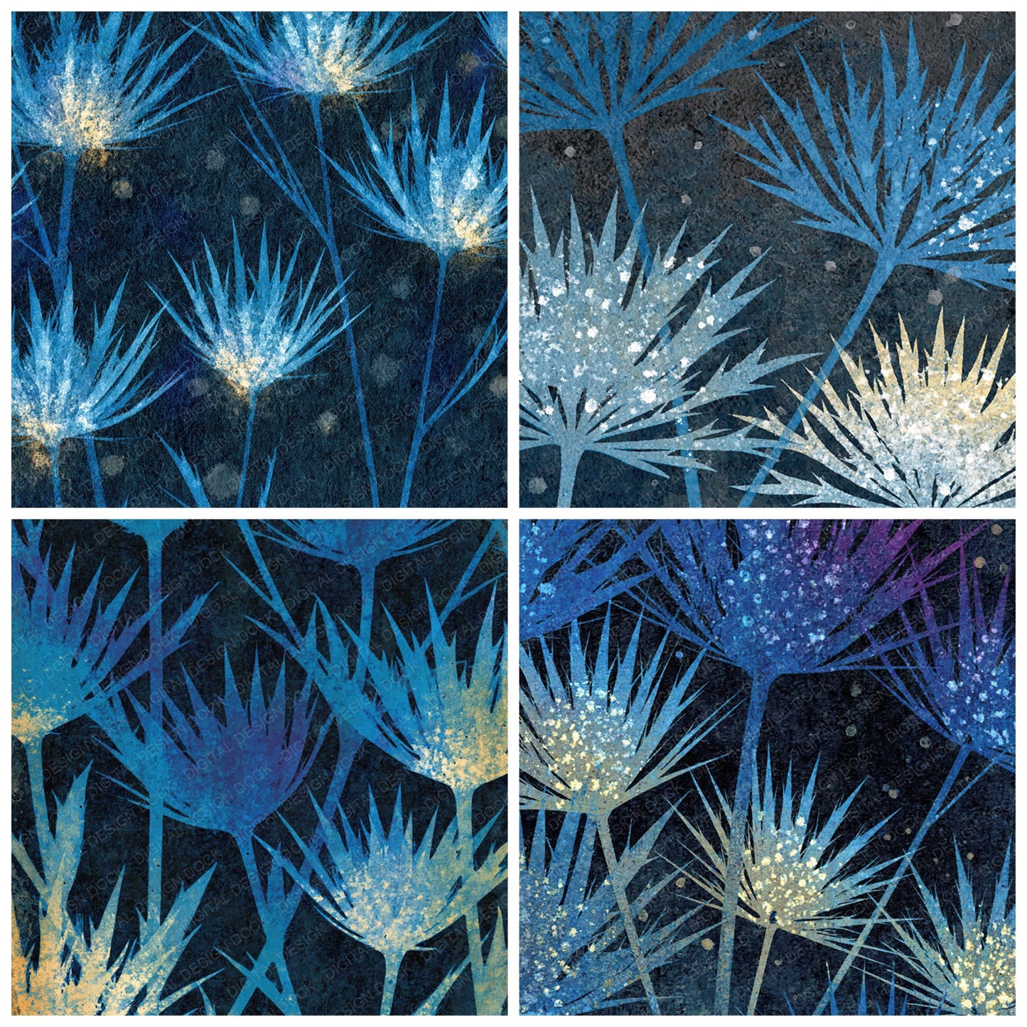 Xray Sea Holly Thistle Ice Platinum Digital Paper Pack (DDD012361)