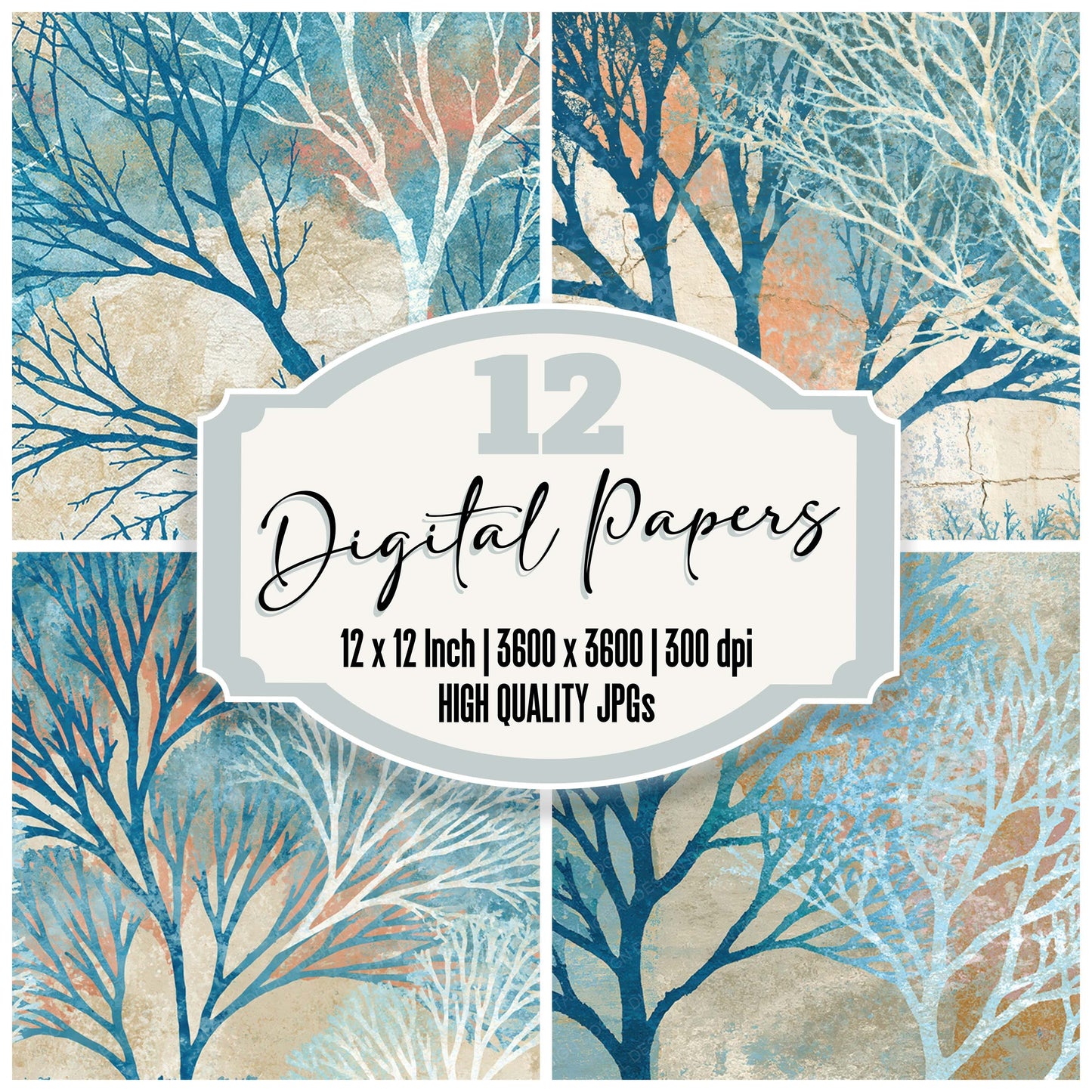 Xray Seaweed Coral Aqua Oyster Digital Paper Pack (DDD012362)