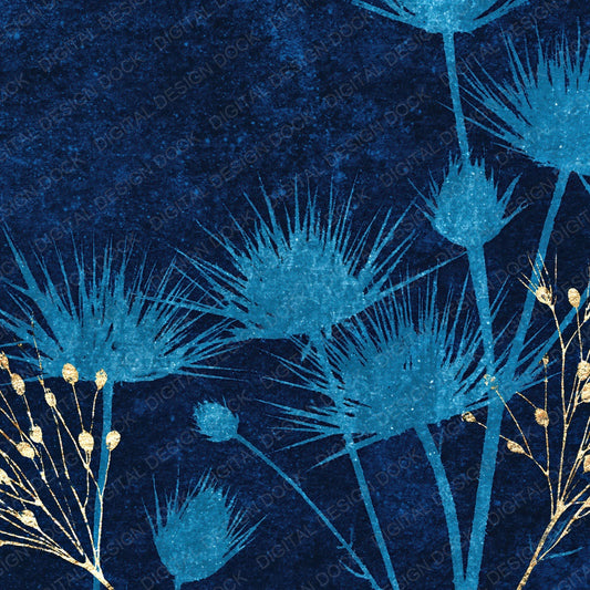 Xray Thistle Seed Pods Midnight Navy Digital Paper Pack (DDD012364)