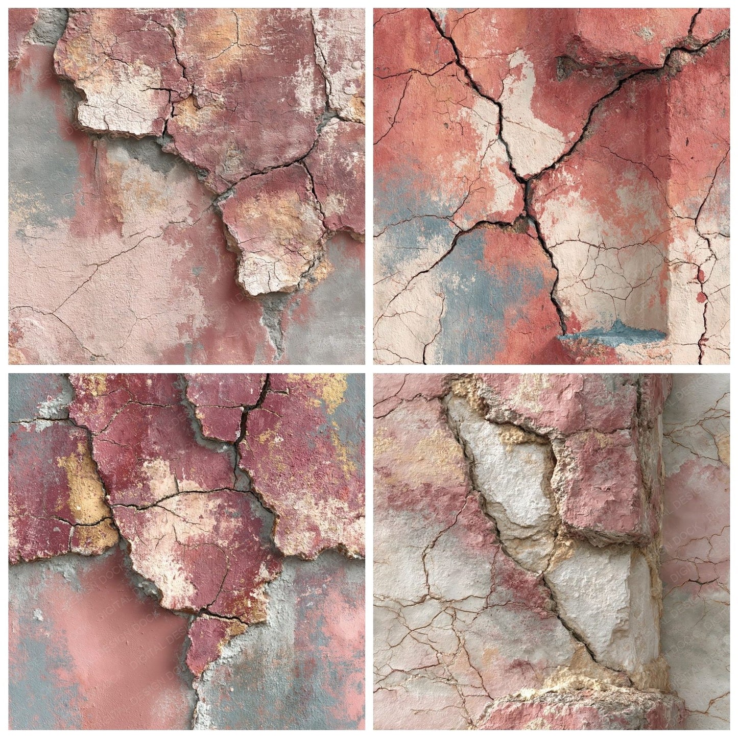 Fresco Cracked Rose Terracotta Digital Paper Pack (DDD012365)