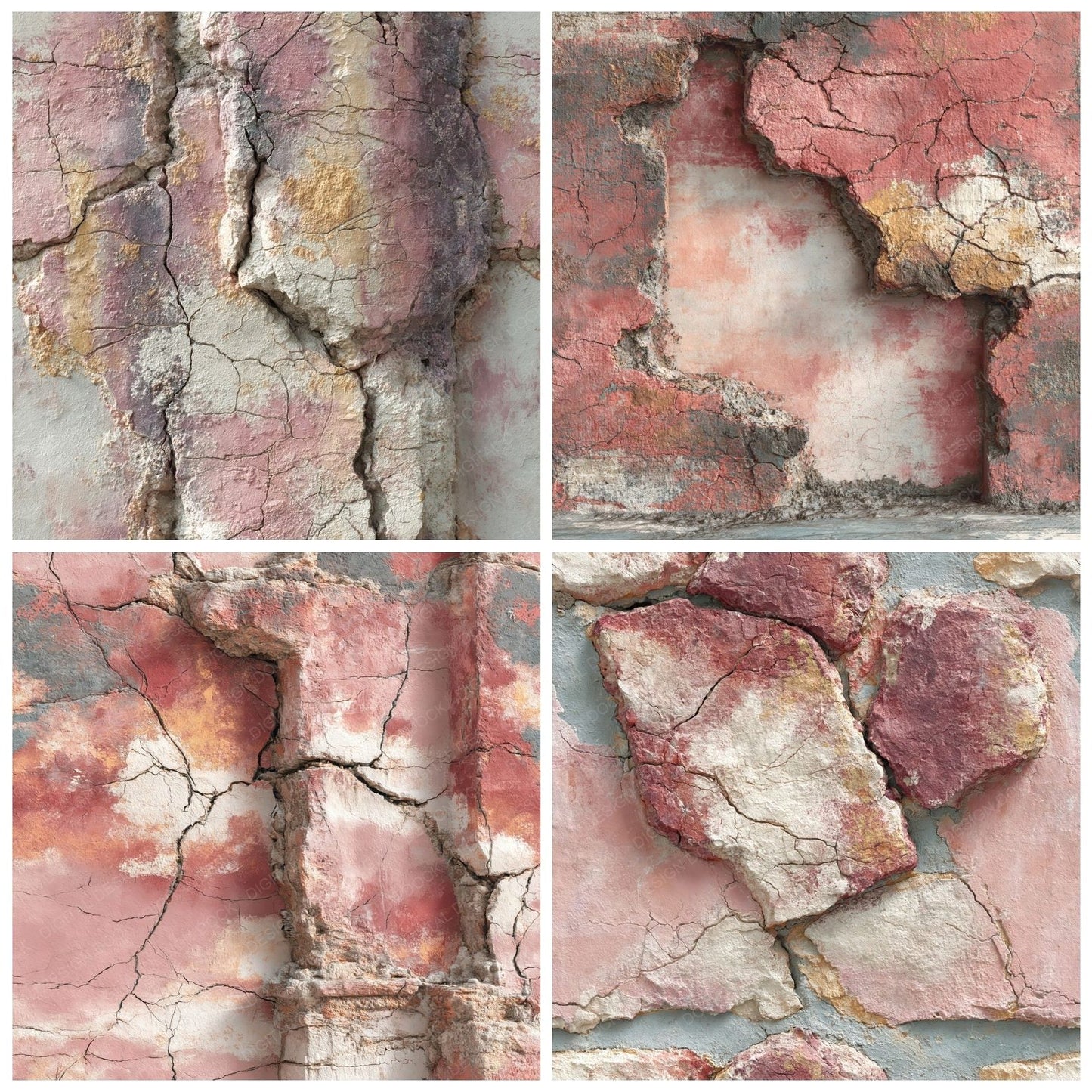 Fresco Cracked Rose Terracotta Digital Paper Pack (DDD012365)