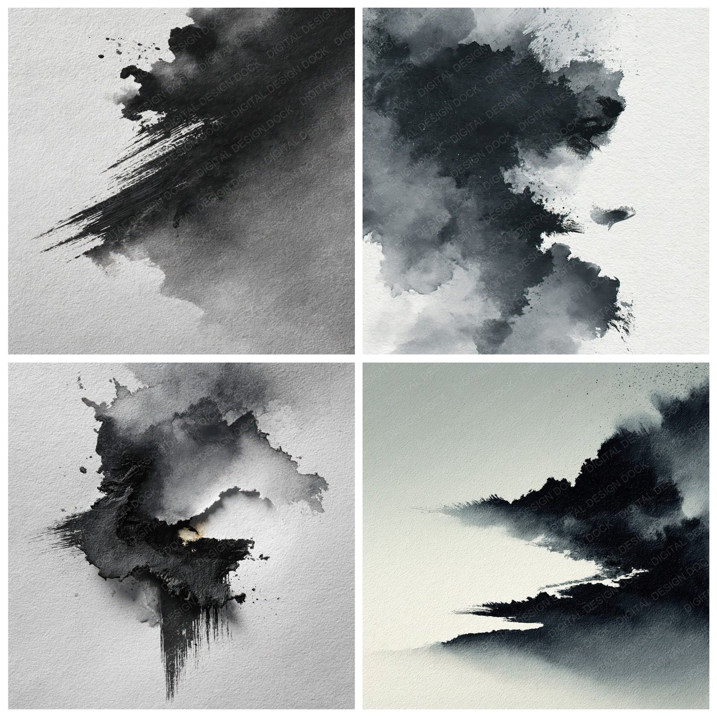 Ink Wash Charcoal Graphite Digital Paper Pack (DDD012366)