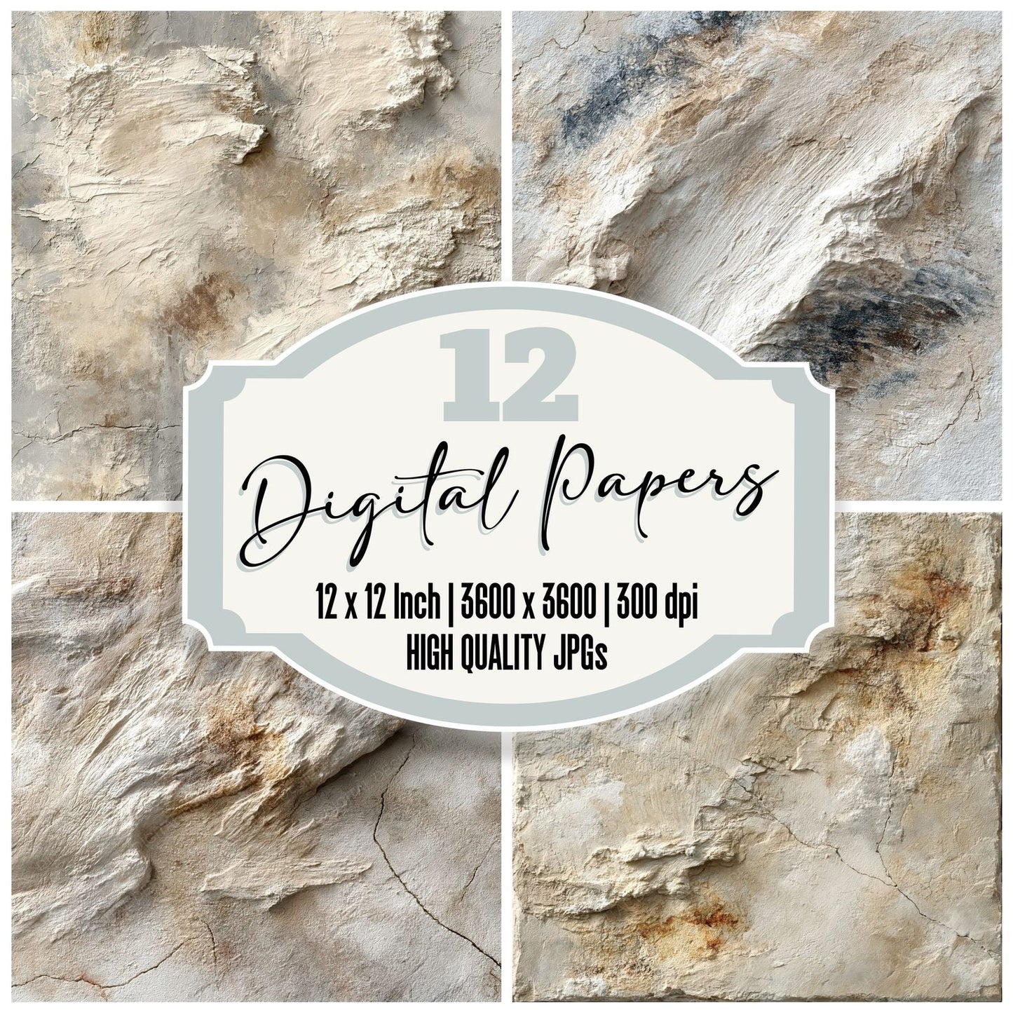 Plaster Trowel Bone Oatmeal Digital Paper Pack (DDD012370)