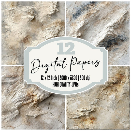 Plaster Trowel Bone Oatmeal Digital Paper Pack (DDD012370)