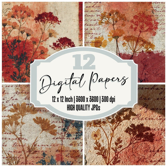 Vintage Paper Apothecary Chamomile Blush Digital Paper Pack (DDD012371)