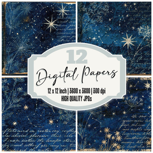 Vintage Paper Astronomer Indigo Silver Digital Paper Pack (DDD012372)