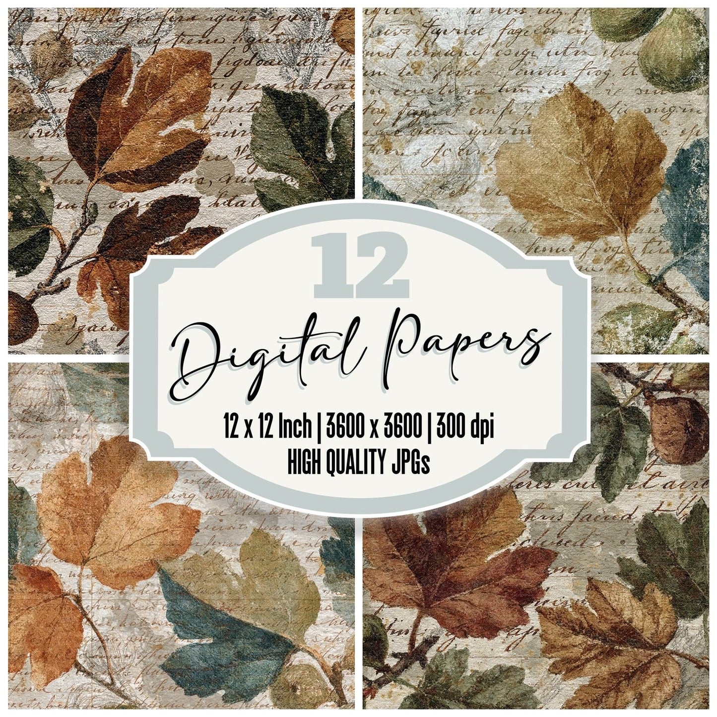 Vintage Paper Fig Ledger Walnut Digital Paper Pack (DDD012374)