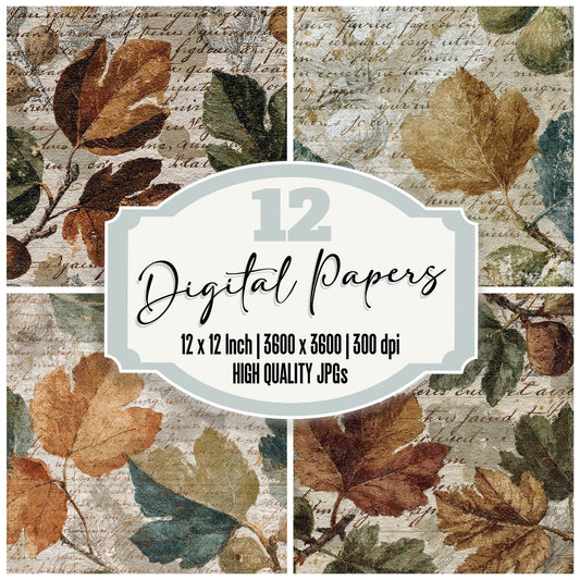 Vintage Paper Fig Ledger Walnut Digital Paper Pack (DDD012374)
