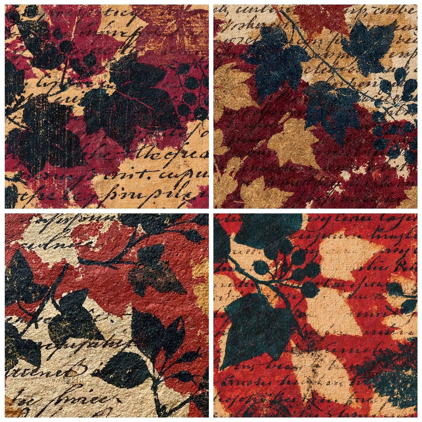 Vintage Paper Gothic Oxblood Ivy Digital Paper Pack (DDD012375)
