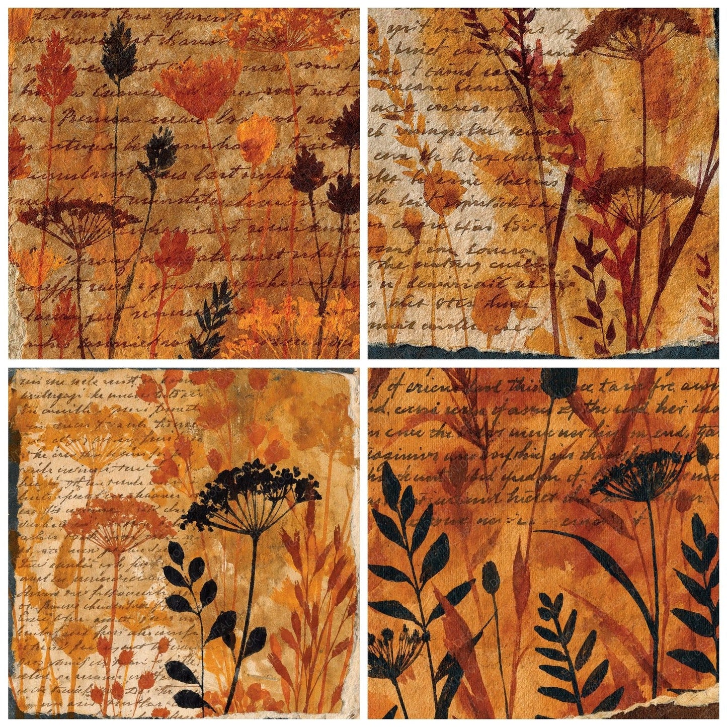 Vintage Paper Grasses Honey Caramel Digital Paper Pack (DDD012376)