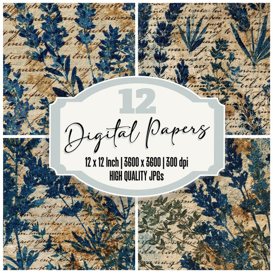 Vintage Paper Lavender Thyme Oatmeal Digital Paper Pack (DDD012377)