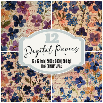 Vintage Paper Love Letter Violet Blush Digital Paper Pack (DDD012378)