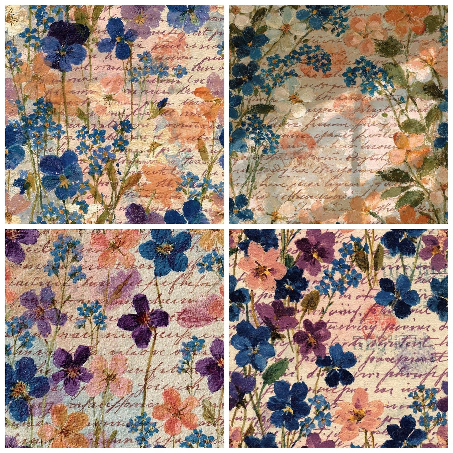 Vintage Paper Love Letter Violet Blush Digital Paper Pack (DDD012378)