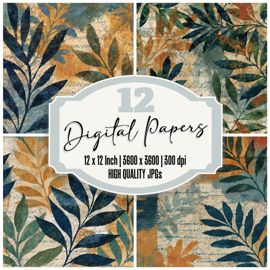 Vintage Paper Map Olive Laurel Digital Paper Pack (DDD012379)