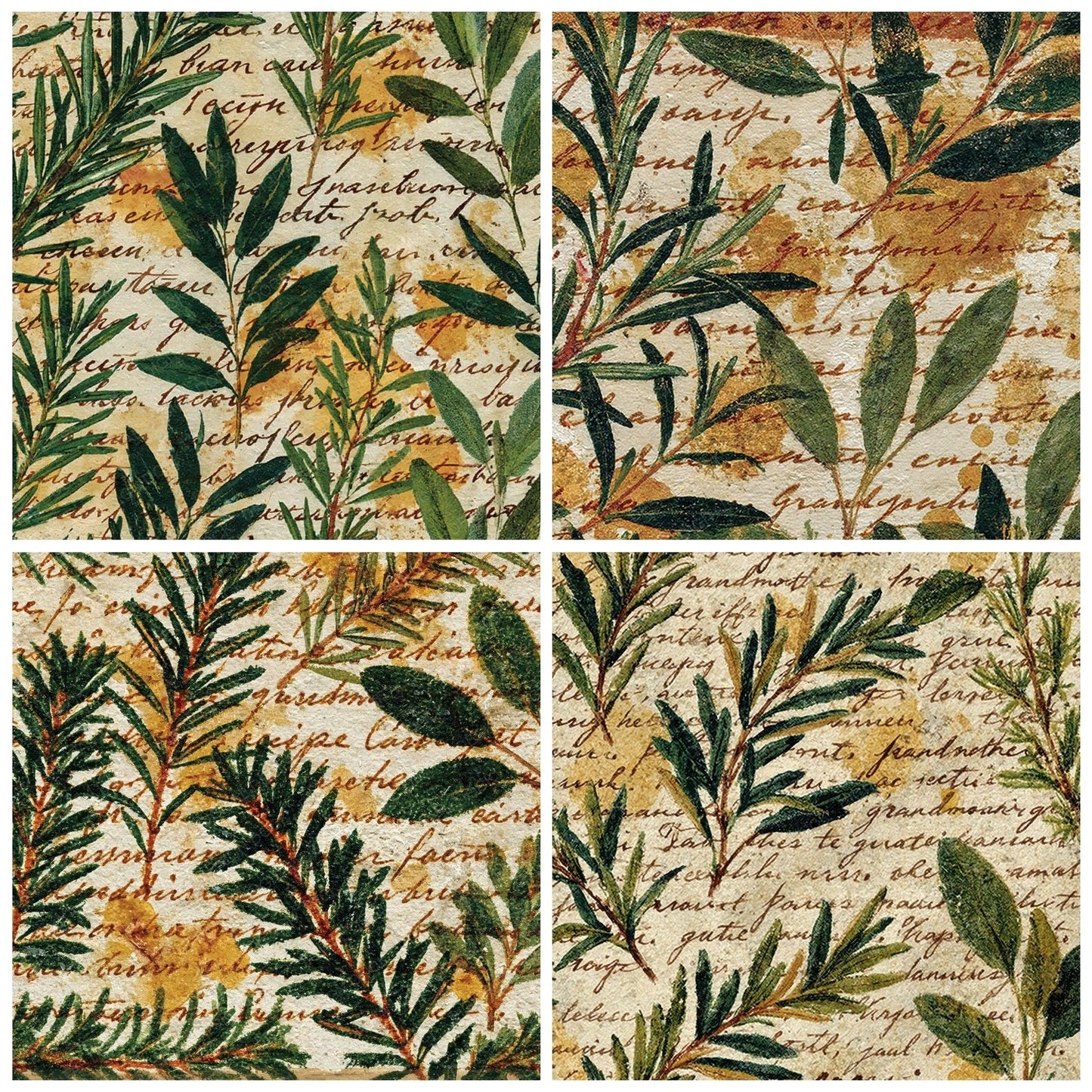 Vintage Paper Recipe Herb Buttermilk Digital Paper Pack (DDD012381)
