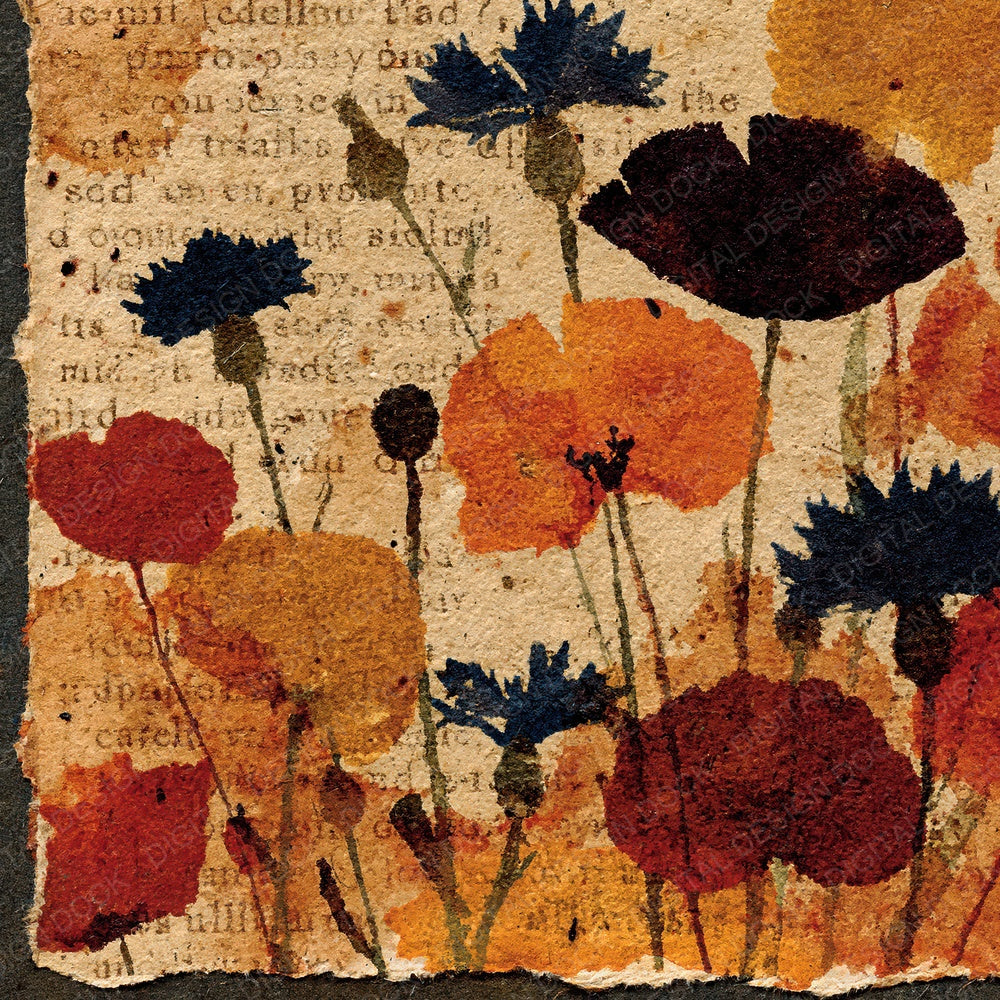 Vintage Paper Wildflower Tobacco Umber Digital Paper Pack (DDD012383)