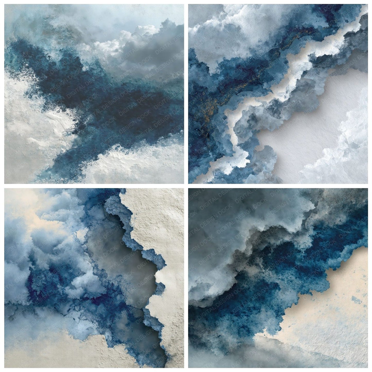 Watercolour Bloom Indigo Stormcloud Digital Paper Pack (DDD012384)