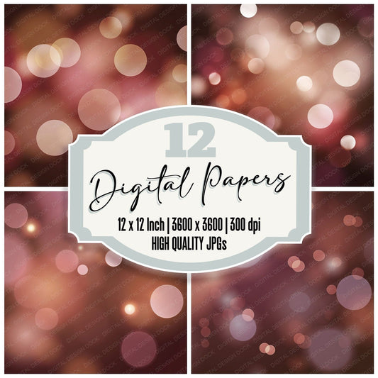 Bokeh Burgundy Oxblood Cocoa Digital Paper Pack (DDD012386)