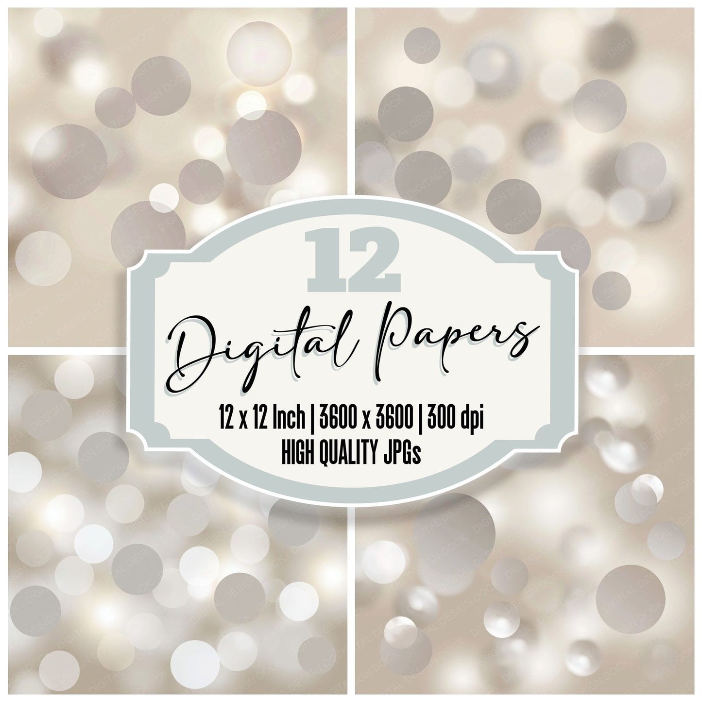 Bokeh Dove Platinum Bone Digital Paper Pack (DDD012387)