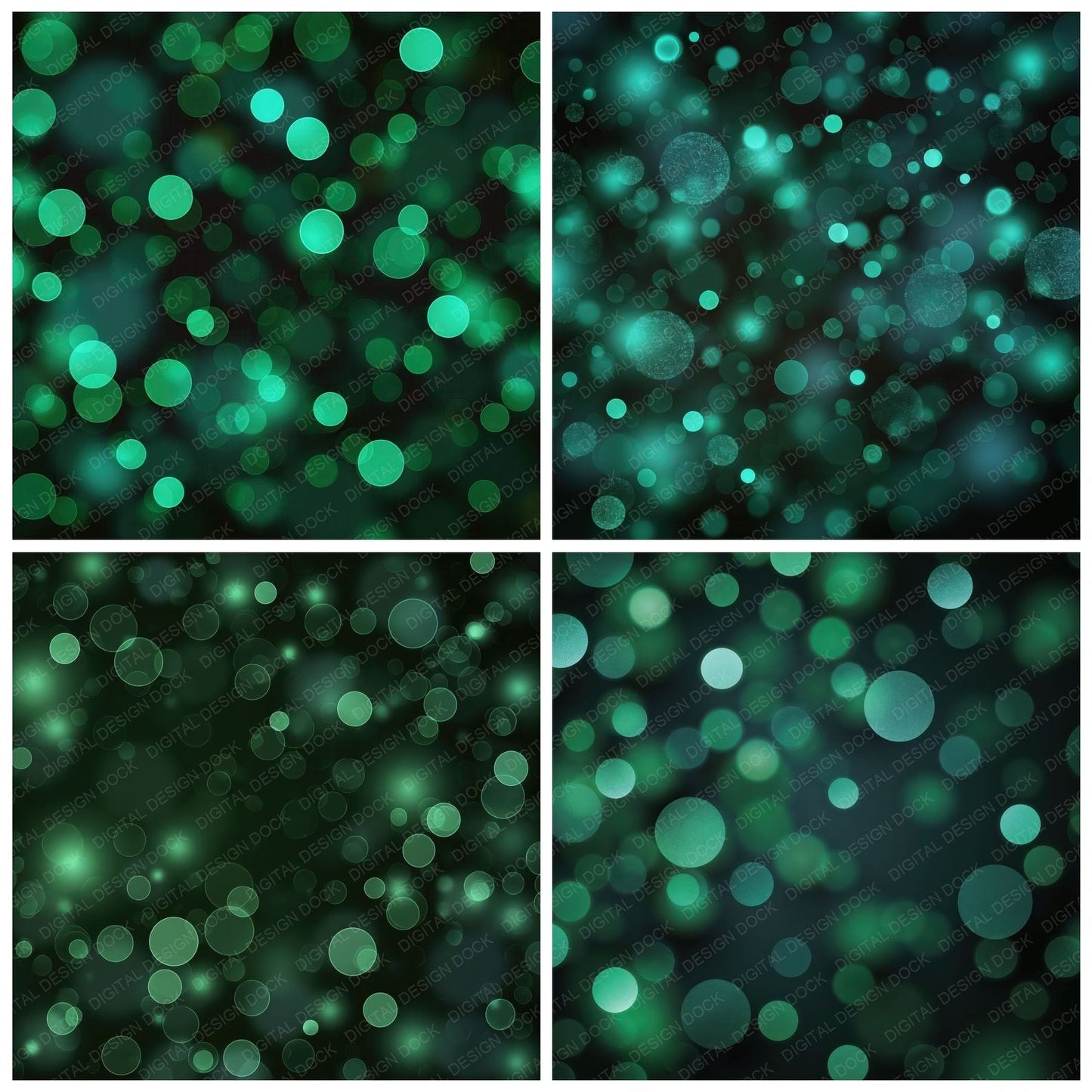 Bokeh Forest Emerald Charcoal Digital Paper Pack (DDD012388)