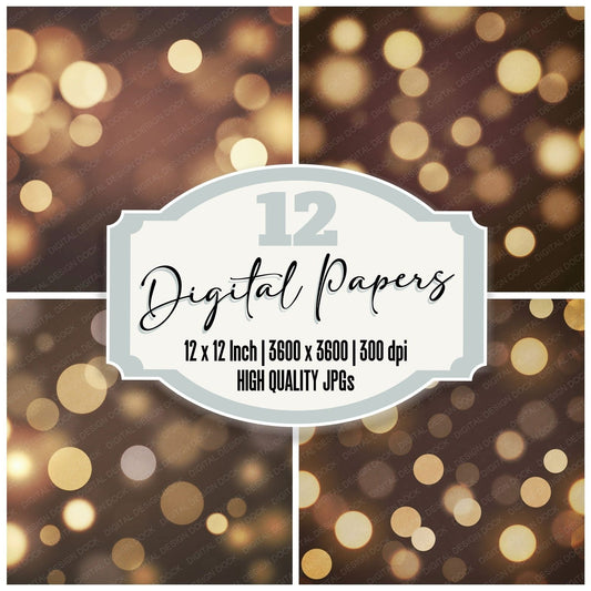 Bokeh Golden Espresso Digital Paper Pack (DDD012389)