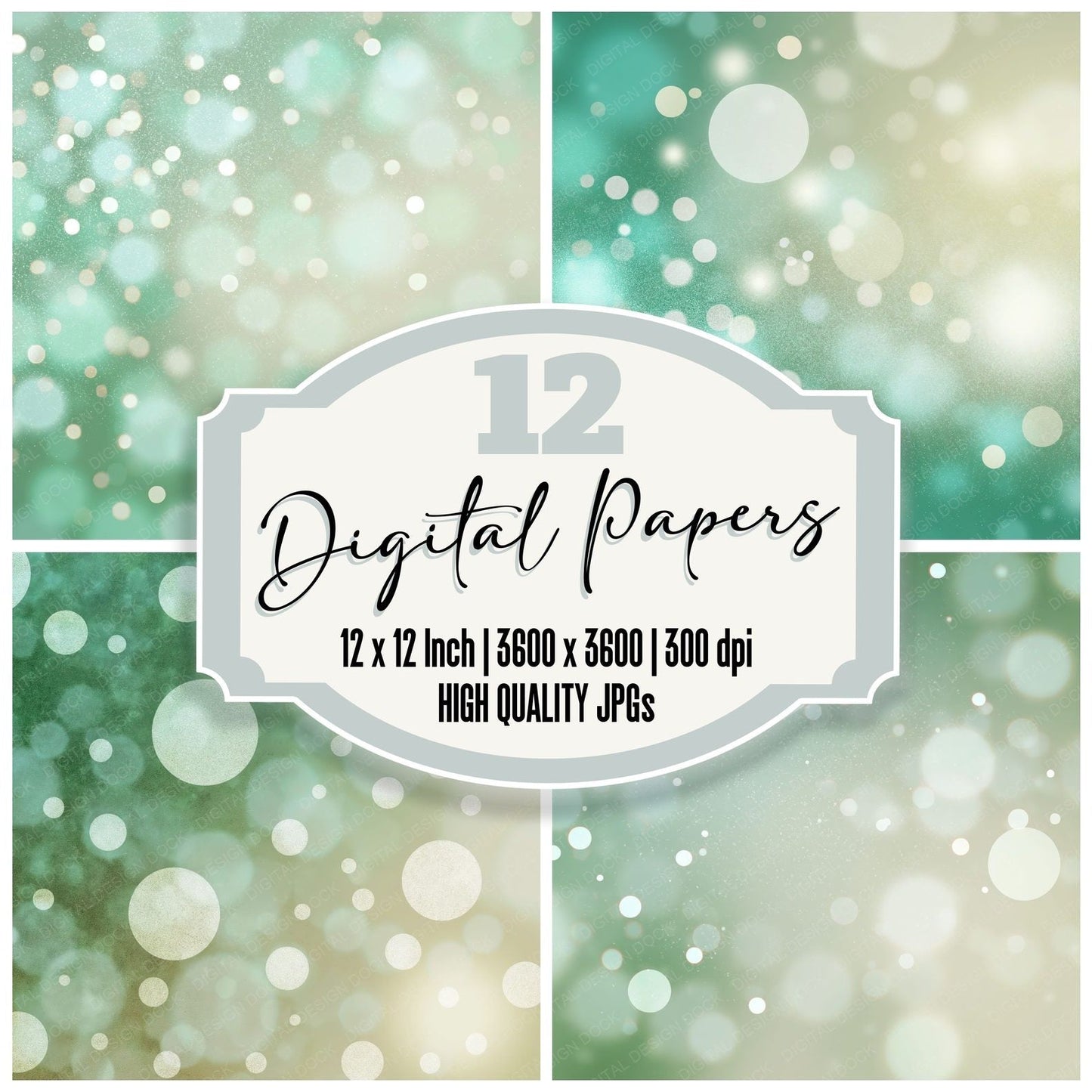 Bokeh Mint Sage Buttermilk Digital Paper Pack (DDD012391)
