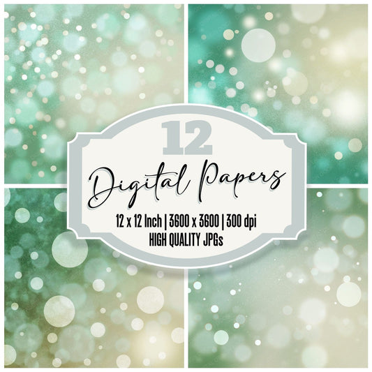Bokeh Mint Sage Buttermilk Digital Paper Pack (DDD012391)
