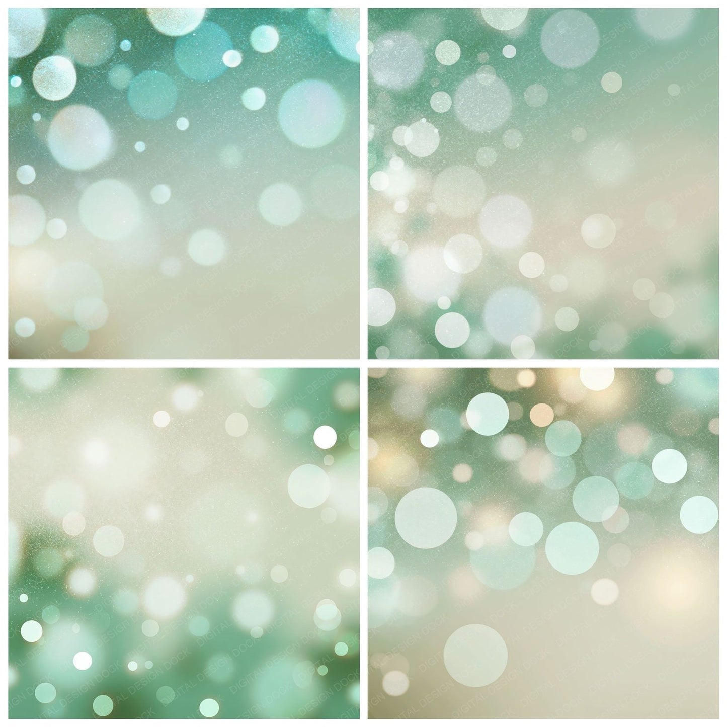 Bokeh Mint Sage Buttermilk Digital Paper Pack (DDD012391)