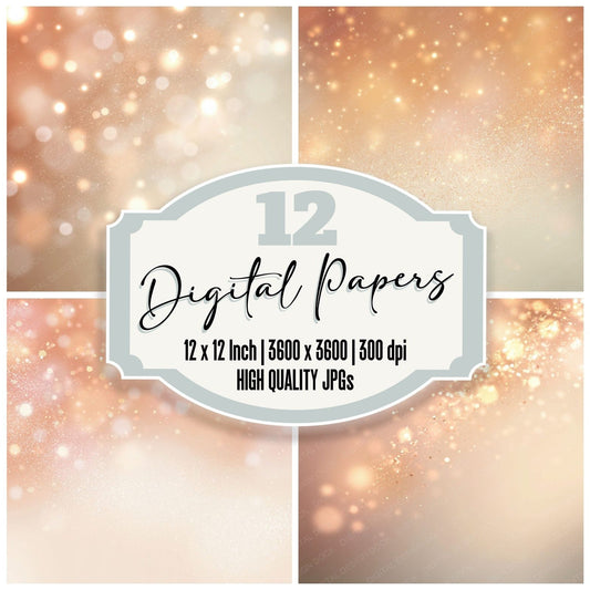 Bokeh Peach Apricot Ivory Digital Paper Pack (DDD012392)