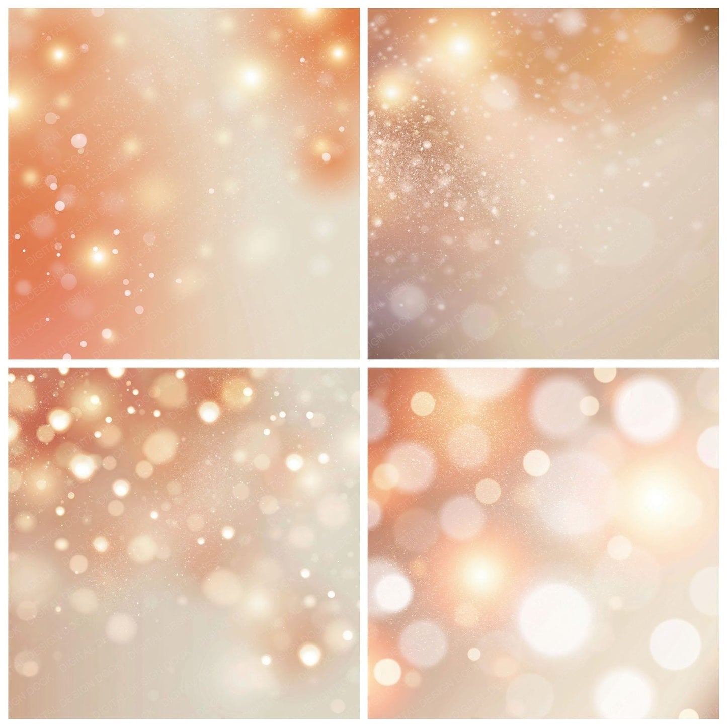 Bokeh Peach Apricot Ivory Digital Paper Pack (DDD012392)