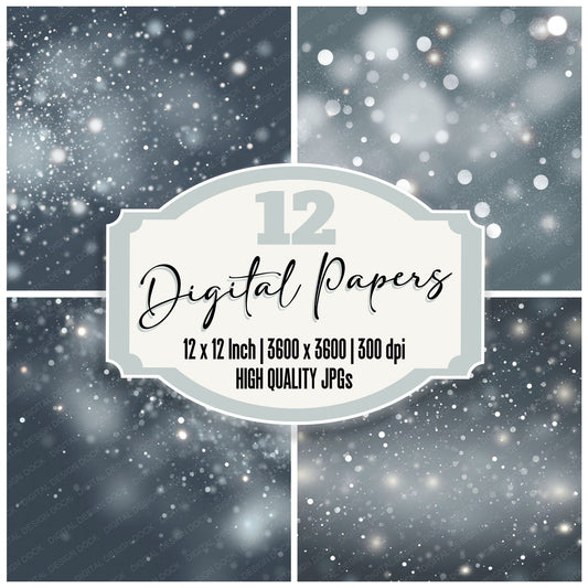 Bokeh Silver Frost Slate Digital Paper Pack (DDD012393)
