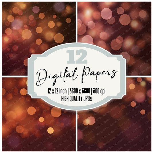 Bokeh Terracotta Rust Wine Digital Paper Pack (DDD012394)