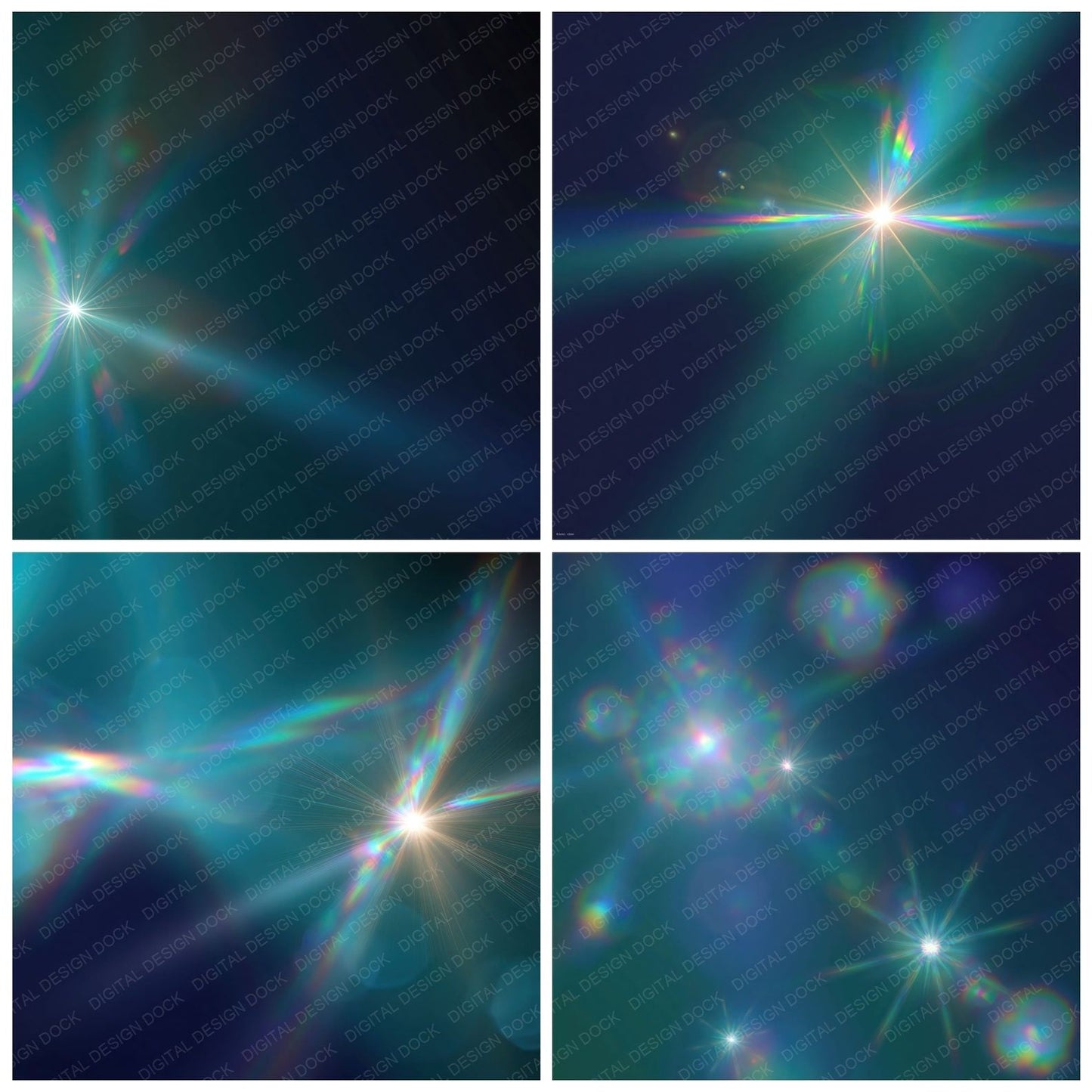 Lens Flare Teal Iridescent Digital Paper Pack (DDD012395)