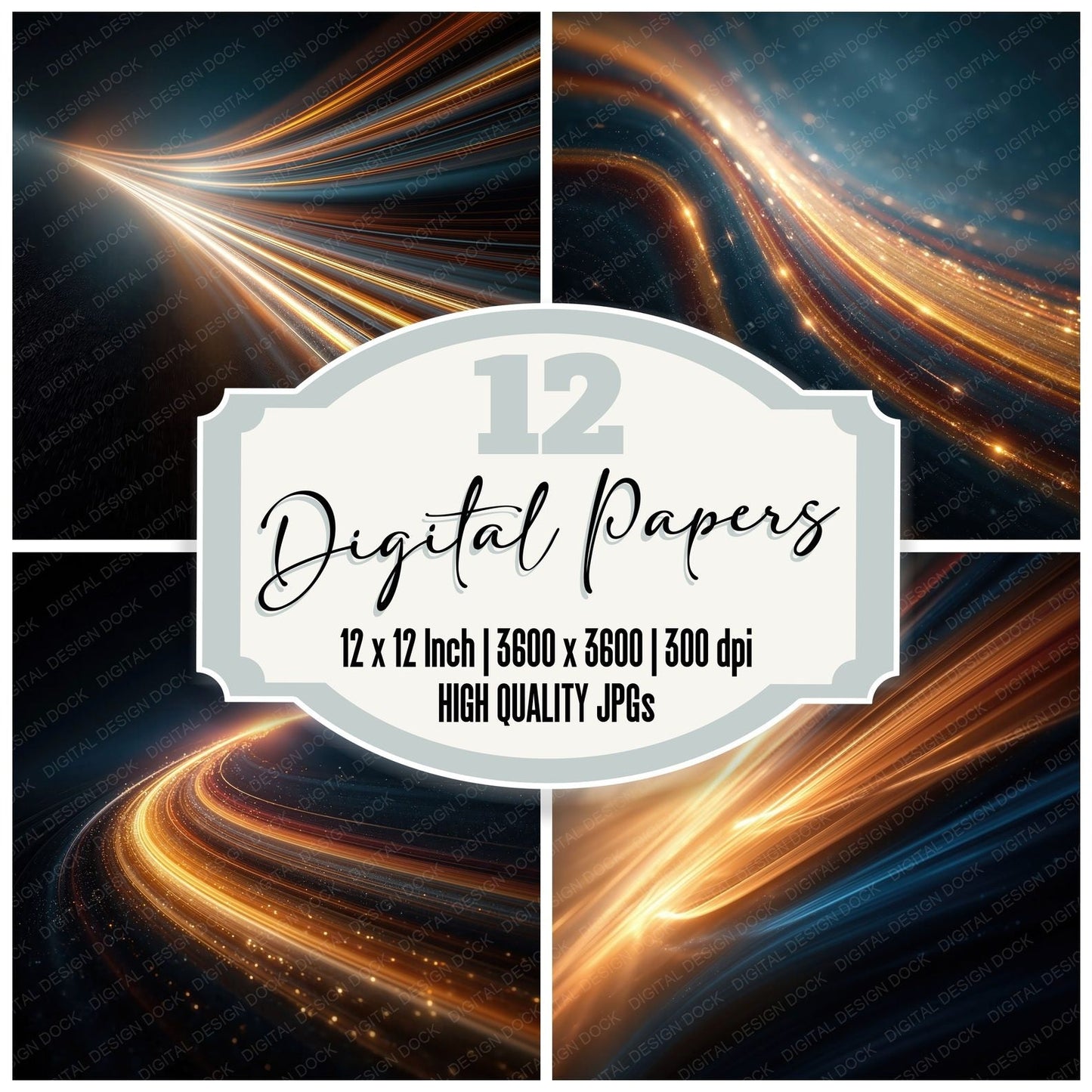 Light Drag Amber Navy Digital Paper Pack (DDD012396)